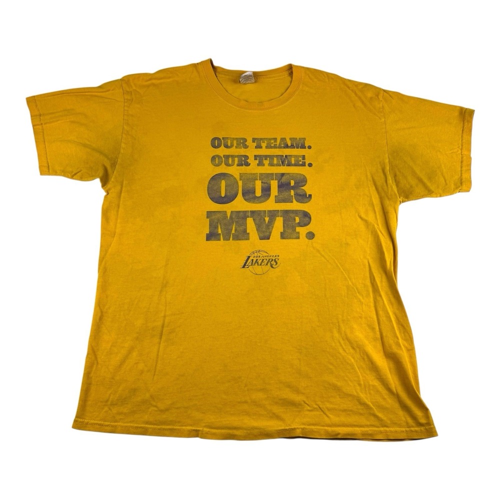 2008 LOS ANGELES LAKERS OUR TEAM TIME KOBE BRYANT MVP SHIRT GOLD XL Distressed